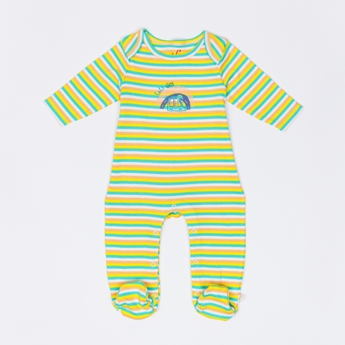 H by Hamleys Boys Full Sleeve Sleepsuit Striped-Multicolor