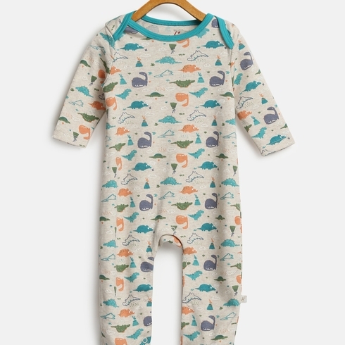 H by Hamleys Boys Full Sleeve Sleepsuit Dino Design-Multicolor