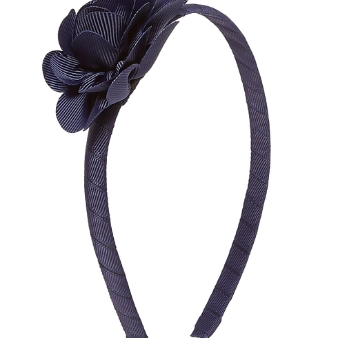 Girls Hairband Flower Detail - Navy