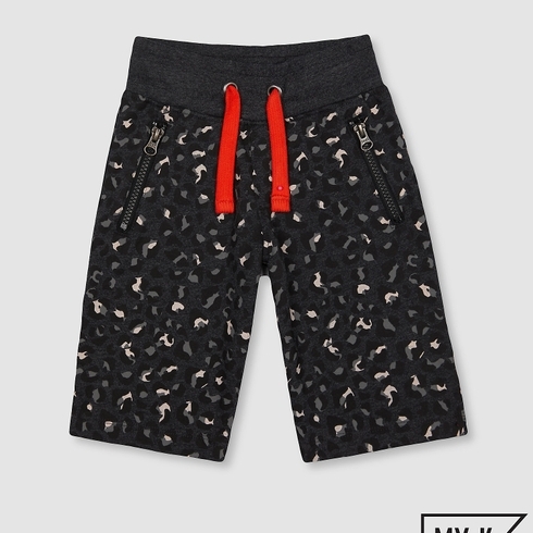 Boys Shorts Leopard Print - Black