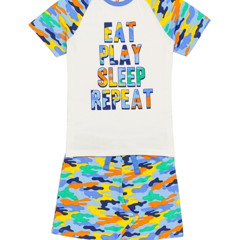 H by Hamleys Boys Short Sleeves Pyjama Set Camouflage Print-Multicolor