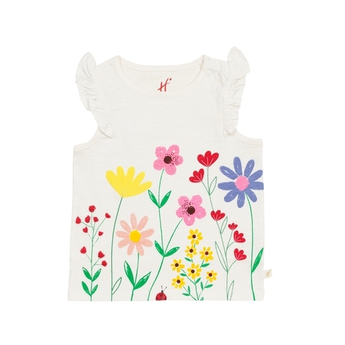 H by Hamleys Girls Short Sleeves T-Shirt Floral Print-White