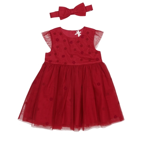 h by hamleys baby girl party dress-red  pack of 1
