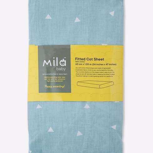 Mila Baby Sprinkles Fitted Cot Sheet Blue Small
