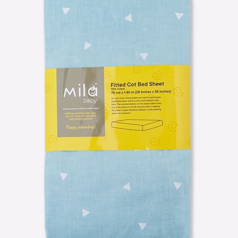 Mila Baby Sprinkles Fitted Cot Bed Sheet Blue Large