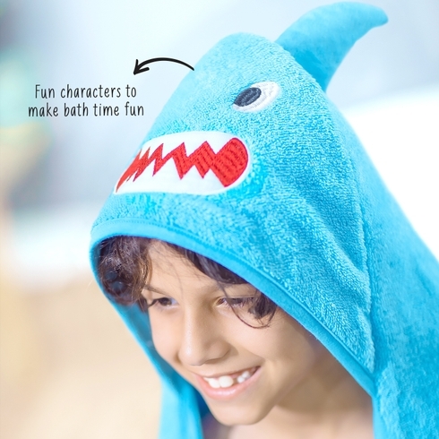 Rabitat shark hooded baby towel blue