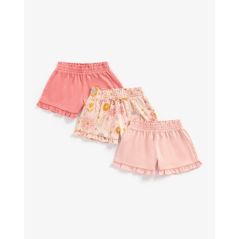 Girls Shorts Frilled Hem-Pack of 3-Multicolor