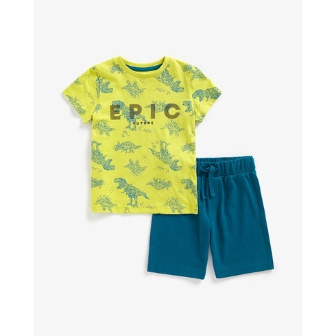 Boys Half Sleeves Shorts T-Shirt Set Epic Print-Multicolor