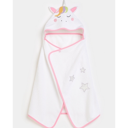 Mothercare Unicorn Cuddle and Dry Hooded Toddler Towel White