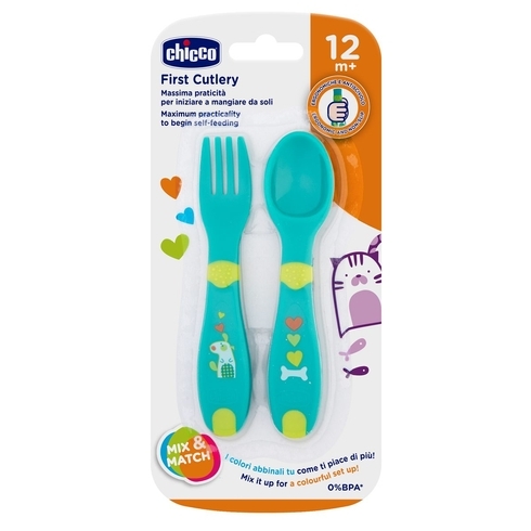 Chicco first cutlery green