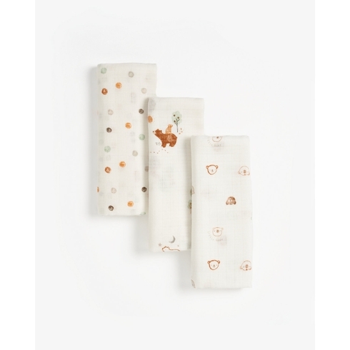 Mothercare Lovable Bear Muslins Multicolor Pack of 3 