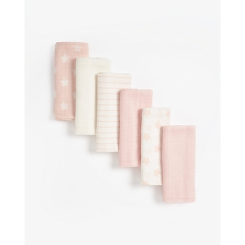 Mothercare Essential Muslins Pink Pack of 6 
