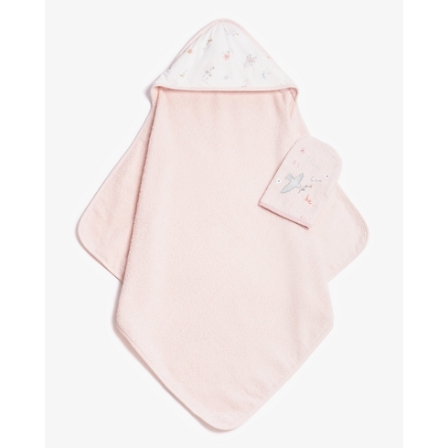 Mothercare Flutterby Cuddle N Dry Towelling Mit Set Pink