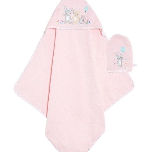 Mothercare confetti party baby towel mitt set pink