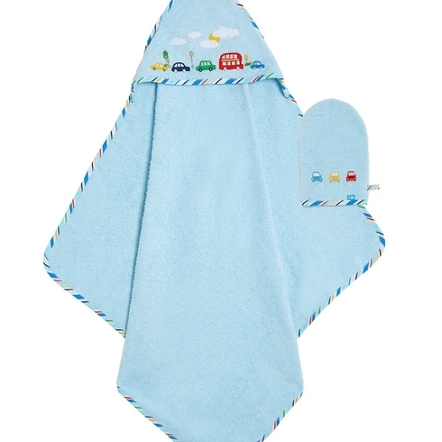Mothercare on the road cuddle 'n' dry mitt set blue