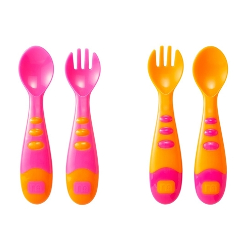 Mothercare easy grip spoon and fork set pink