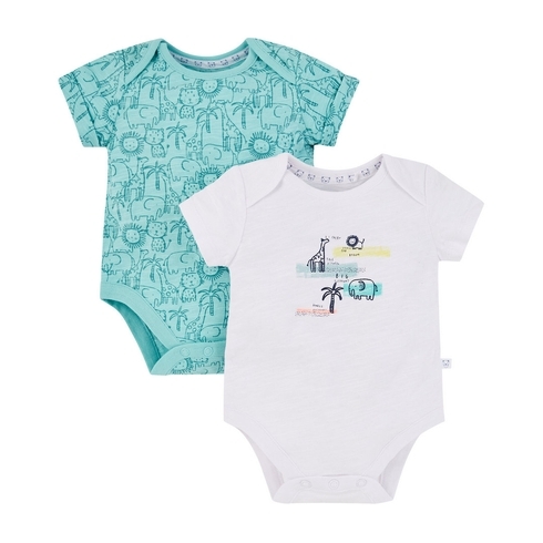 Boys Half Sleeves  Animal Print Bodysuit - Pack Of 2 - Multicolor