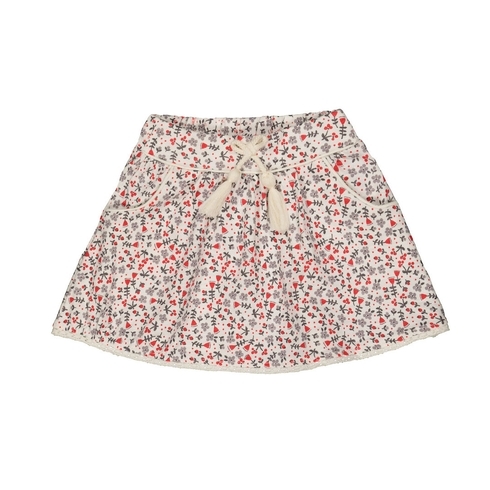 Red And Grey Floral Skirt