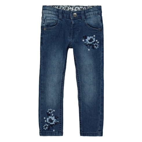 Embroidered Mid-Wash Skinny Jeans