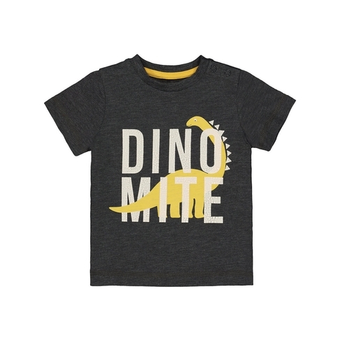 Boy Half Sleeve Round Neck T-Shirt Dino Print Black 