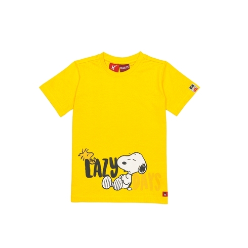 H by Hamleys Unisex Short Sleeves T-Shirt Peanuts Lazy Days Print-Yellow