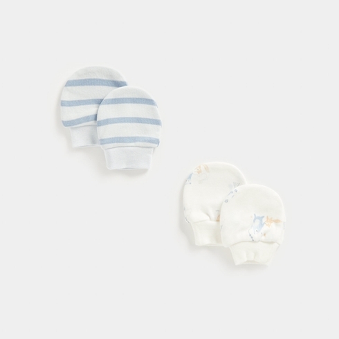 Mothercare Boys Mitts -Pack Of 2 -White