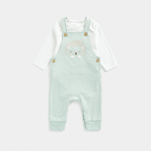 Mothercare Unisex Full Sleeves Dungaree Set -Green