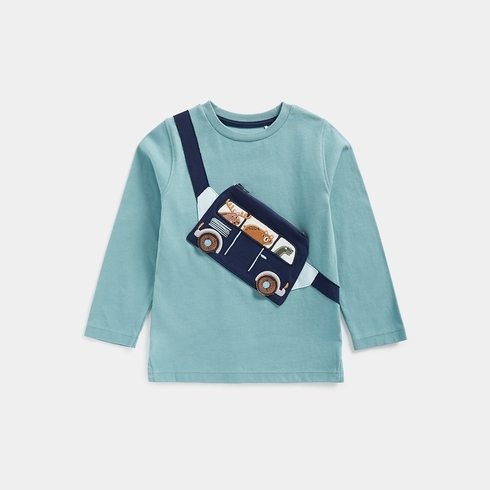 Mothercare Boys Full Sleeves Round Neck Tee -Blue
