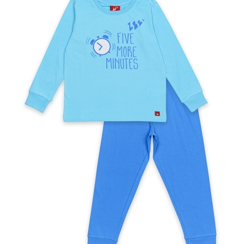 BOYS HM- Half Sleeve T-shirt & Pyjama set -Pack of 1-BLUE