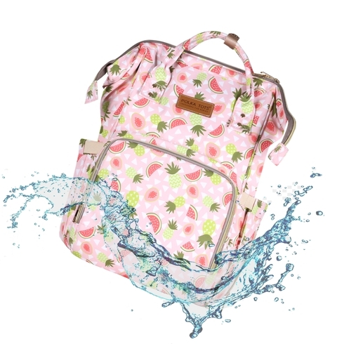 Polka tots fruit design diaper bag pink