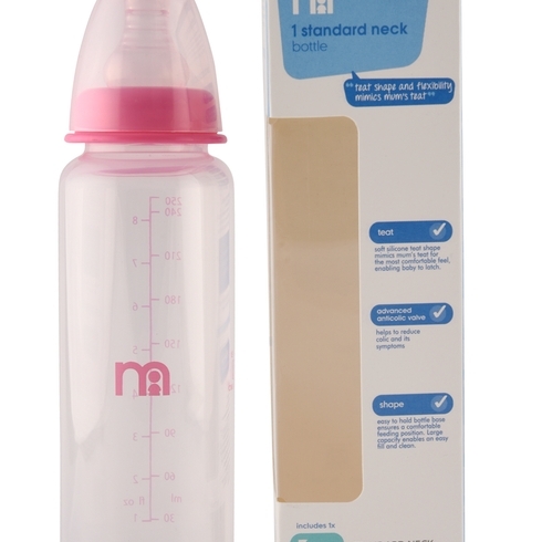 Mothercare narrow neck baby feeding bottle pink Pack of 1 250ml