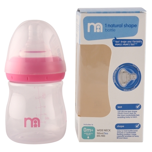 Mothercare wide neck baby feeding bottle pink Pack of 1 150ml