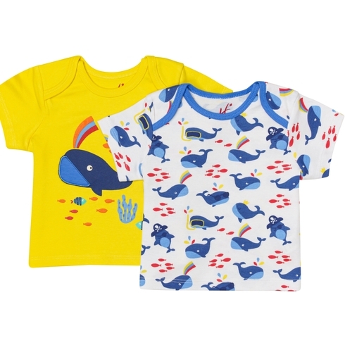 H by Hamleys Boys Short Sleeves T-Shirt Set Dolphin Print-Pack of 2-Multi