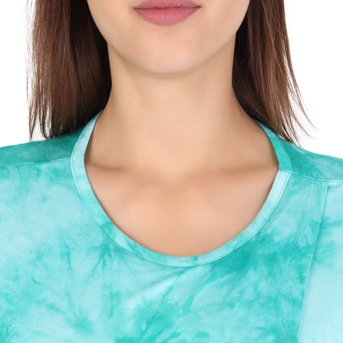 Women Three-Fourth Sleeves Maternity Overlap Top Tye-Dye Print - Blue