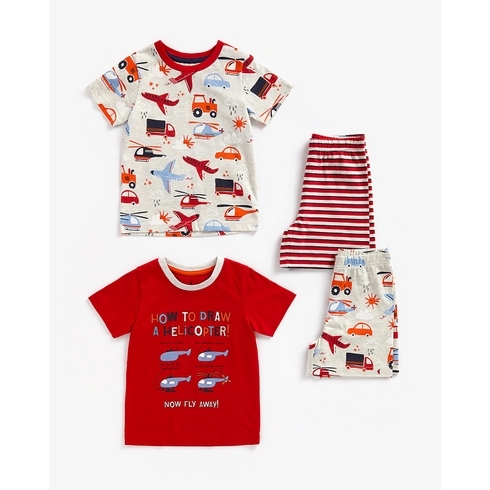 Boys Short Sleeves Shorts Set -Pack of 2-Multicolor