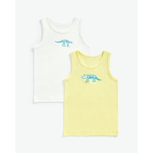 Boys Sleeveless Vest Dino Printed-Pack of 2-Multicolor