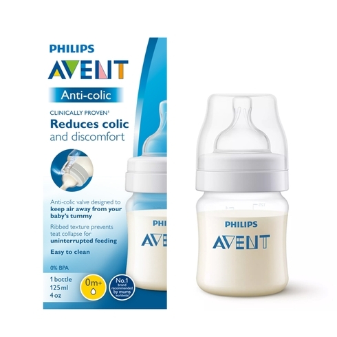 Avent anti colic baby feeding bottle translucent pack of 1 125ml