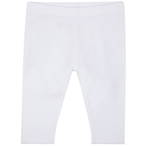 Girls Leggings Elasticated Waistband With Lace - White