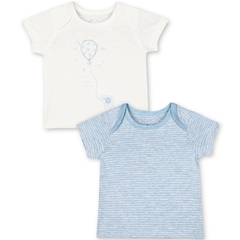 My First Elephant Balloon And Stripe T-Shirts - 2 Pack