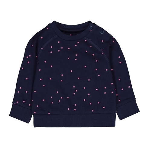 Girls Full Sleeves Sweatshirt Polka Dot Print - Navy