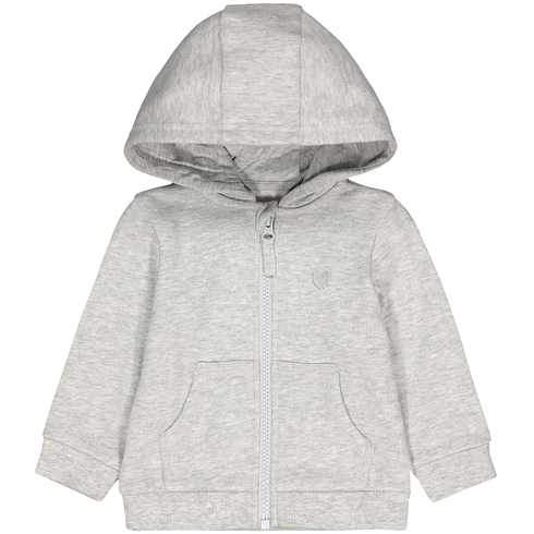 Girls Full Sleeves Hooded Sweatshirt Zip Opening - Grey