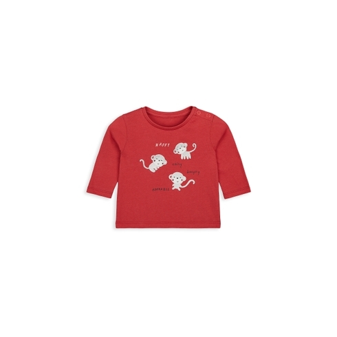 Boys Full Sleeves T-Shirt Monkey Print - Red