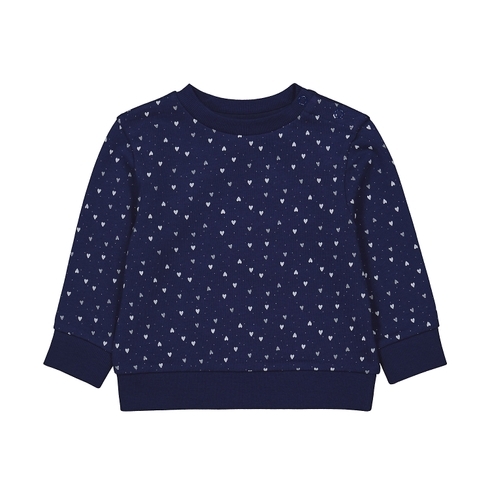 Girls Full Sleeves Sweatshirt Heart Print - Navy