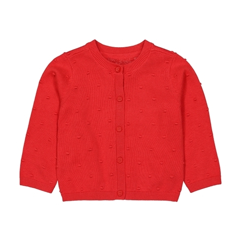 Girls Full Sleeves Cardigan Popcorn Pattern - Pink
