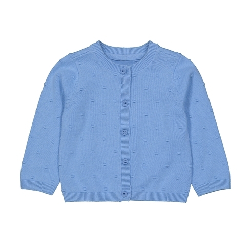 Girls Full Sleeves Cardigan Popcorn Pattern - Blue
