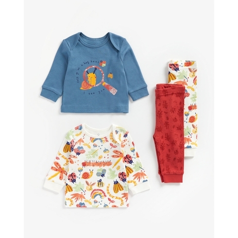 Boys Full Sleeves Pyjama Set Bug Print - Pack Of 2 - Multicolor