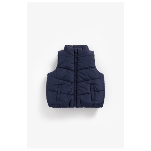 Boys Sleeveless Quilted Jacket Fleece Lined - Navy