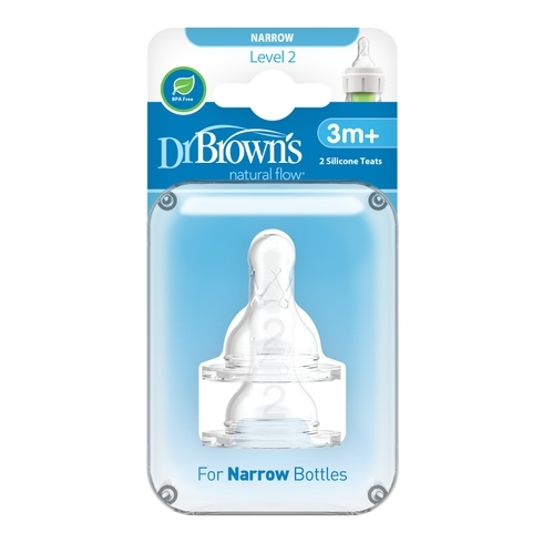 Dr Brown's Level 2 Narrow Neck Nipples Pack of 2