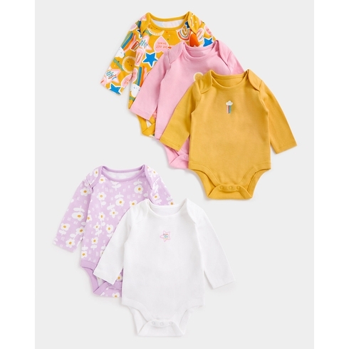 Girls Full Sleeves Bodysuits Fun Colorful Designs-Multicolor