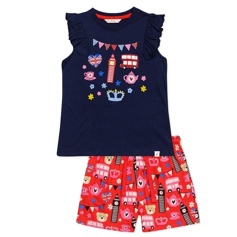 h by hamleys girls pyjama short set- multi colour